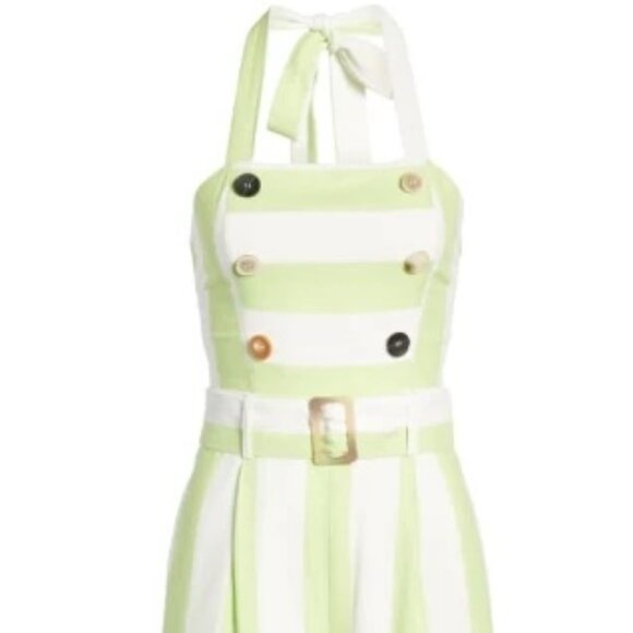 NWT | Anthropologie Moon River Green and White Striped Jumpsuit, Size S/XS - Picture 5 of 11